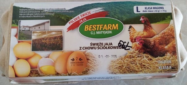 Świeże jaja z chowu ściółkowego, 10 sztuk – Salmonella