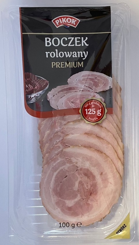 Boczek rolowany premium, PIKOK, 100 g – Listeria