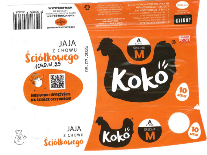 KOKO Jaja z chowu ściółkowego, klasa A, średnie M – Salmonella