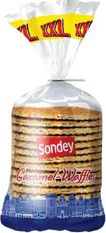 XXL Sondey Wafle maślane z nadzieniem karmelowym, 560 g – Ciała obce