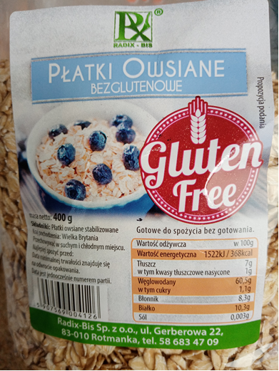 Płatki owsiane bezglutenowe RADIX-BIS 400 g – wycofany produkt