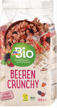 dmBio Granola Crunchy z owocami jagodowymi, 500 g – Alergeny