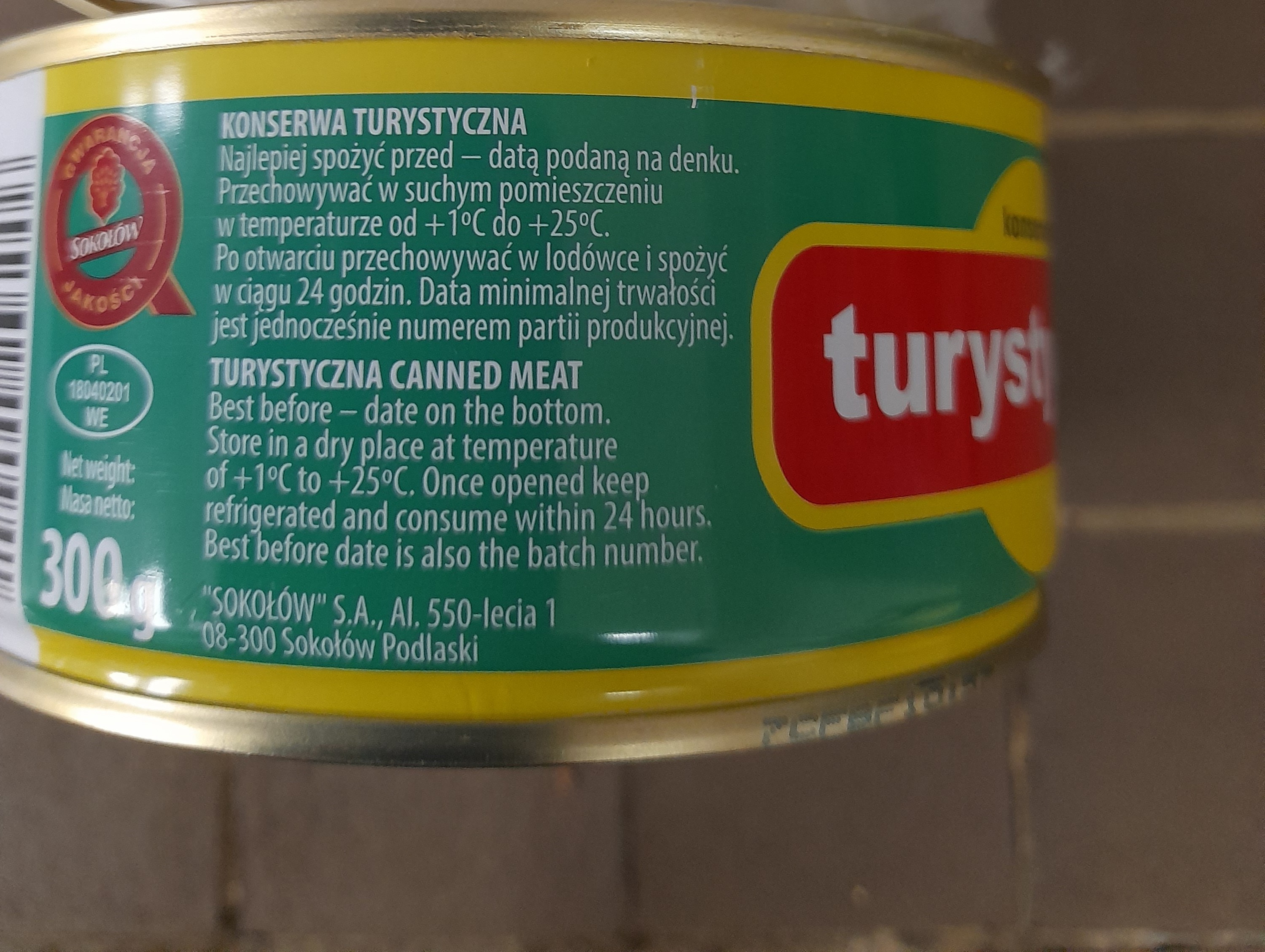 Konserwa turystyczna. Mielonka wieprzowa sterylizowana, Sokołów, 300 g – Alergeny