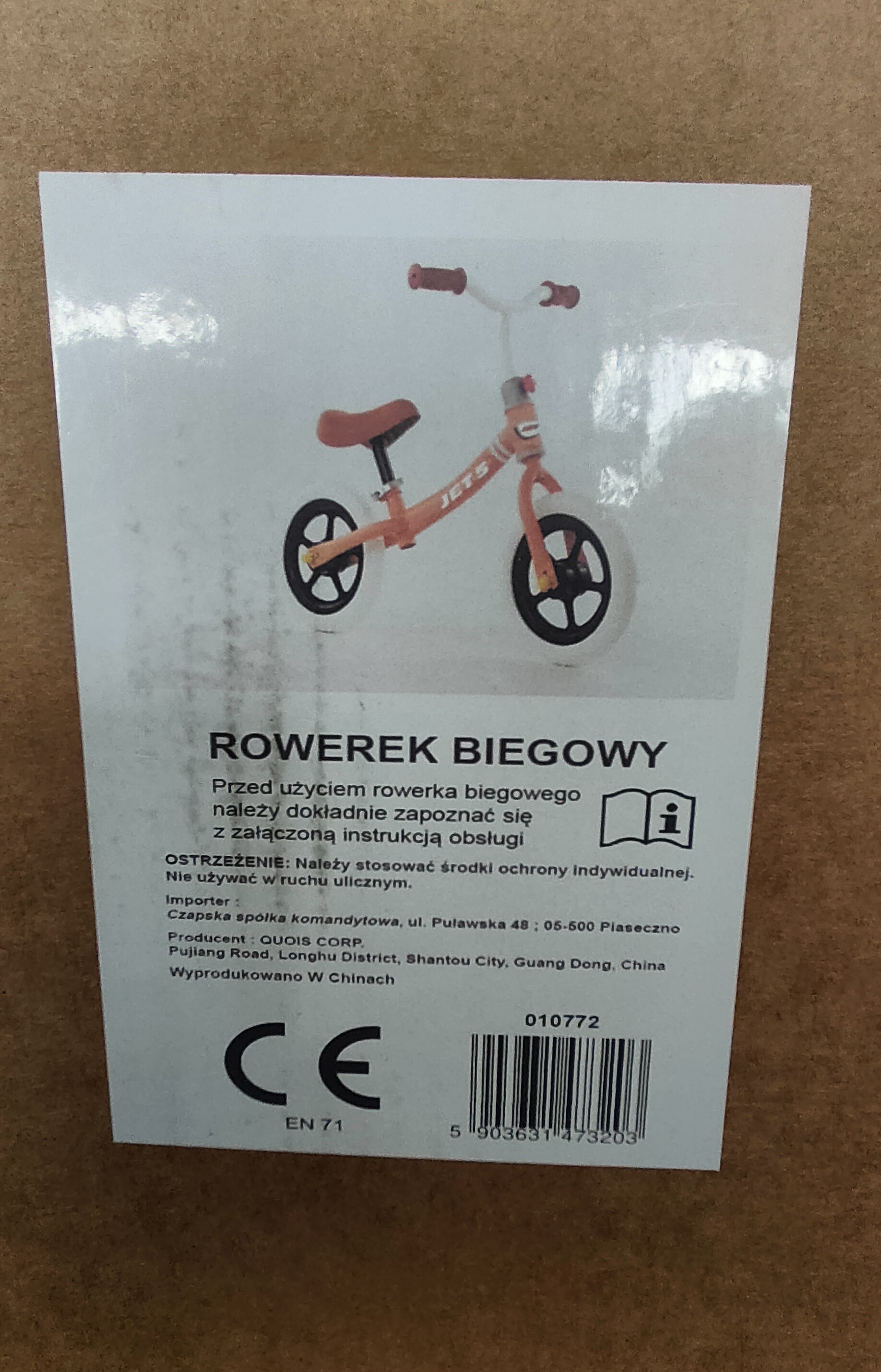 Zabawkowy rowerek biegowy – wycofany produkt
