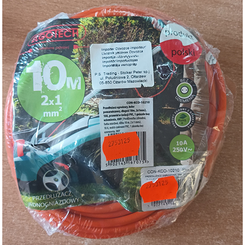 Przedłużacz pomarańczowy 10 m, 1 gniazdo - ELGOTECH – wycofany produkt